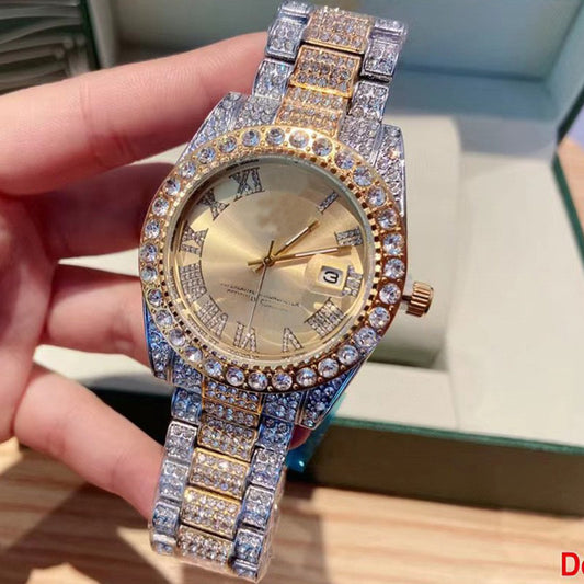 Fashion Diamond Women Watch Calendar Steel Band